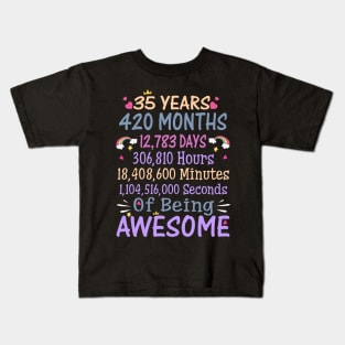 Birthday Gift 35 Years Old Being Awesome Kids T-Shirt